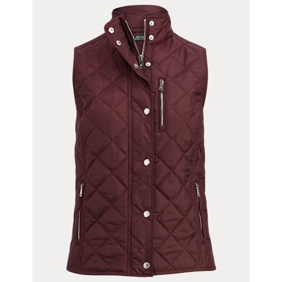Lauren Ralph Lauren Quilted Vest Small Wine Burgundy Equestrian Core $148 - Picture 1 of 7